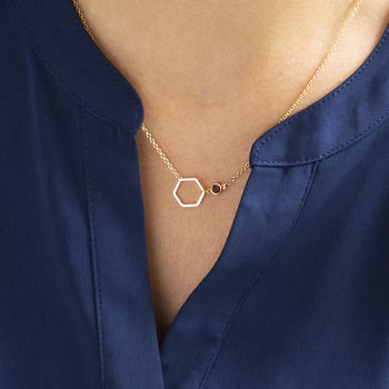 Delicate Outline Hexagon Necklace, 5 of 11
