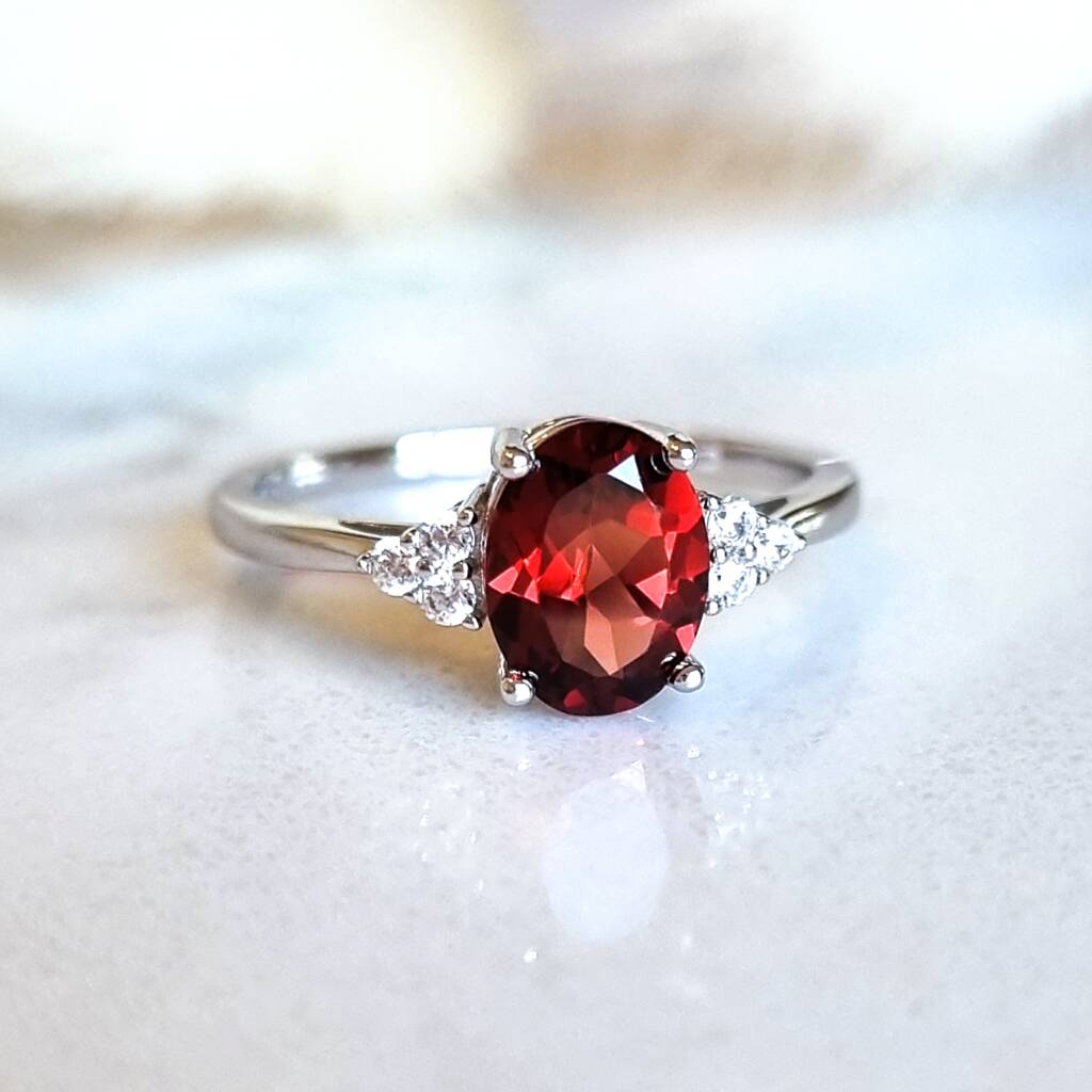 Garnet Ring In Sterling Silver And Gold Vermeil, 1 of 10