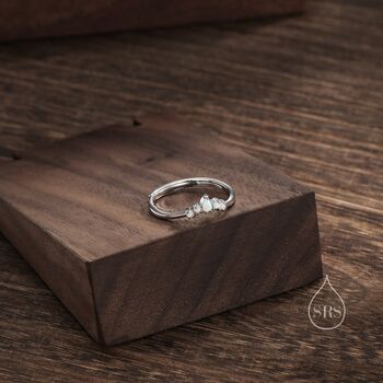 White Opal Chevron Ring In Sterling Silver, 2 of 11