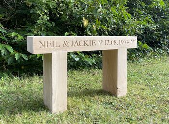 Engraved Oak Sleeper Bench, 3 of 6