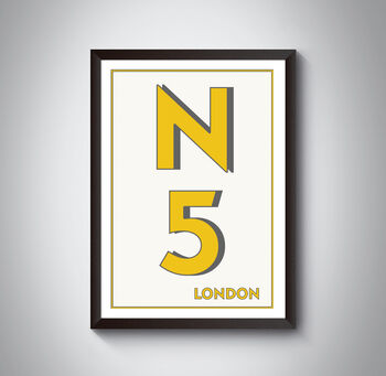 N5 Highbury London Typography Postcode Print, 4 of 9