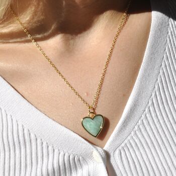 40th Birthday Gift For Her Amazonite Heart Pendant, 2 of 6