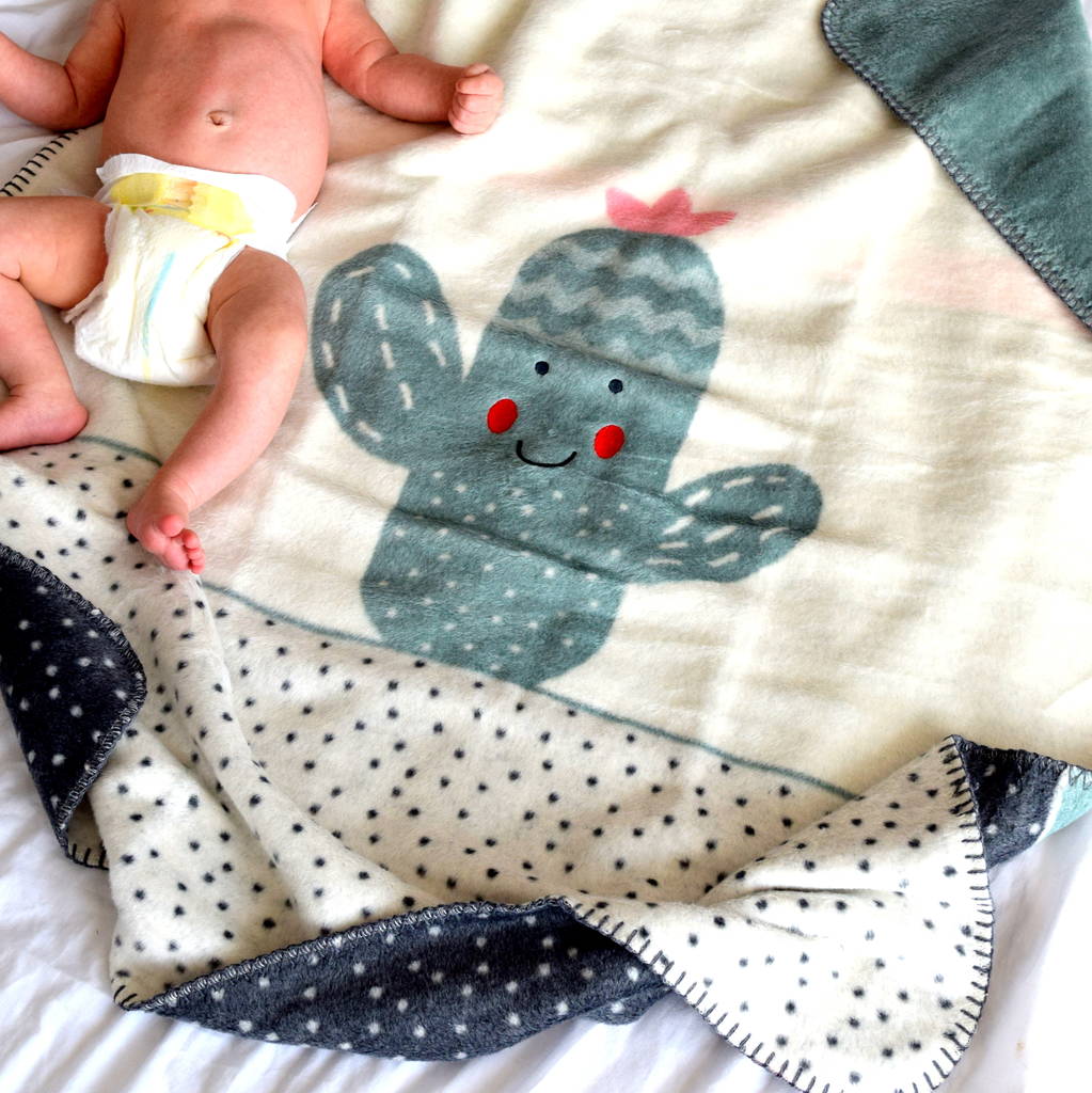 Personalised Cactus Baby Blanket By The Alphabet Gift Shop