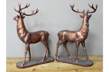 Bronzed Magnificent Stag Figurine Pair – 50cm Statues Ornaments, 2 of 4