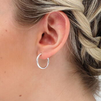 Sterling Silver Top Hinged Sleeper Style Hoop Earrings, 4 of 12
