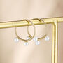 9ct Gold Triple Pearl Hoop Earrings, thumbnail 1 of 5