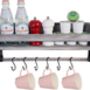 Wooden Grey Floating Shelves With Eight Hooks, thumbnail 7 of 12