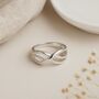 Recycled Sterling Silver Crossover Band Ring, thumbnail 3 of 6