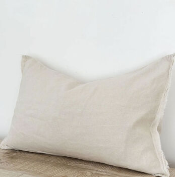 Stone Linen Cushion Cover, Frayed Edge 50 X 30cm, 2 of 4