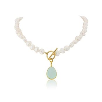 Mustique Pearl Necklace With Lavender Chalcedony Drop, 4 of 6
