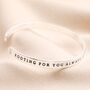Rooting For You Meaningful Word Bangle In Silver, thumbnail 1 of 3