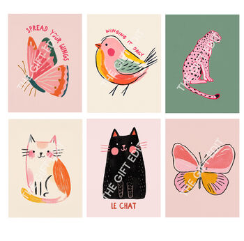 Set Of Six Animals Theme Print Bundle, 6 of 8