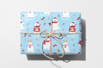 Personalised Christmas Polar Bears Wrapping Paper, 2 of 3