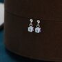 Aurora Borealis Cube Drop Stud Earrings Sterling Silver, thumbnail 6 of 12