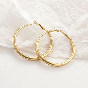 Gold Plated Polished Finish Tapered Hoop Earring, 2 of 4