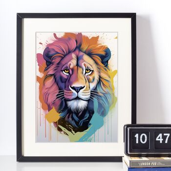 Painterly Lion Portrait Illustration Art Print, 4 of 4