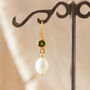Pearl And Emerald Drop Earrings, thumbnail 4 of 11
