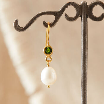 Pearl And Emerald Drop Earrings, 4 of 11