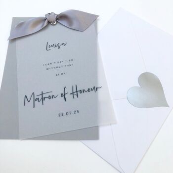 Vellum Bow Will You Be My Matron Of Honour Card, 2 of 9