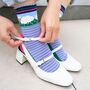 Women's Bamboo Socks Blue Sheep And Lamb, thumbnail 1 of 5