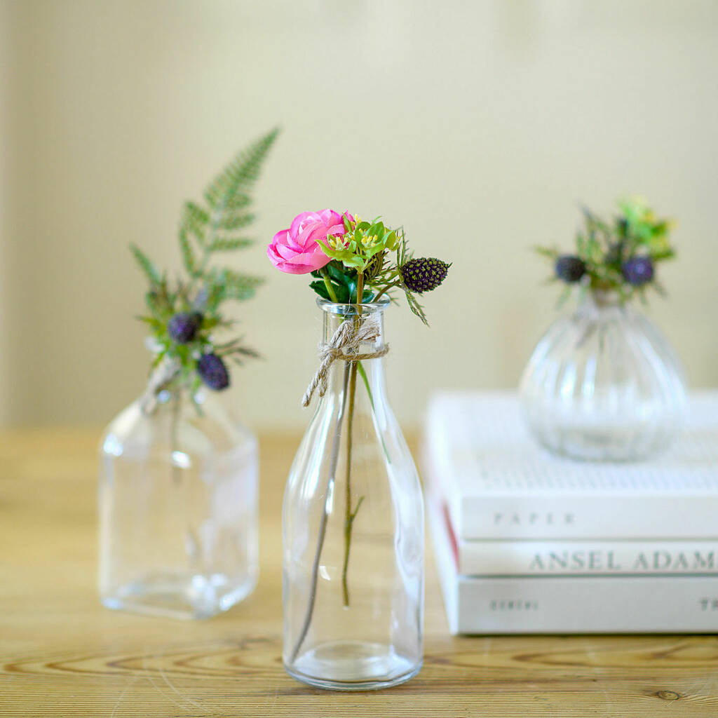 Retro Glass Flower Bud Vase Set Of Three, 1 of 3