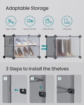 Six/Eight Slot Interlocking Shoe Rack Cabinet Organiser, 5 of 8