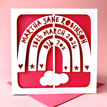 Personalised Rainbow Mobile New Baby Card, 3 of 5