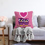 Pink Owl Couple Cushion Cover For Valentine's Day, thumbnail 2 of 4
