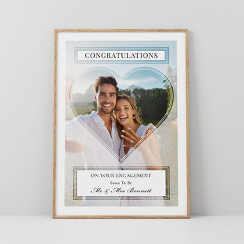 Congratulations Couples Photo Print Personalised Engagement Gift, 2 of 6