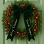 Personalised Velvet Christmas Wreath Bow, thumbnail 1 of 8