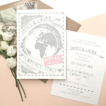 Come Fly Away With Us Travel Wedding Invitation, 4 of 5