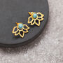 Gold Colour Ear Jacket Earrings With Aqua Marble Bead, thumbnail 2 of 3