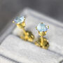 Blue Aquamarine Stud Earrings In Silver Or Gold, thumbnail 9 of 12