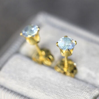 Blue Aquamarine Stud Earrings In Silver Or Gold, 9 of 12