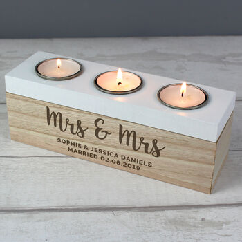 Personalised Couples Wooden Tealight Holder Box, 3 of 6
