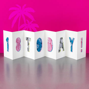 80th Birthday Card, Tropical Fold Out 80 Today! Banner, 2 of 8