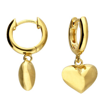 18ct Gold Vermeil Or Silver Huggie Hoop Heart Earrings, 3 of 8