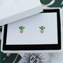 Cactus Enamel Stud Earrings, thumbnail 1 of 2