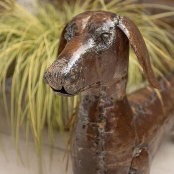 Recycled Metal Dachshund Sculpture, 2 of 4