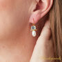 Blue Topaz And White Pearl Statement Gold And Silver Drop Earrings, thumbnail 2 of 9