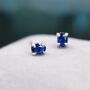 Sapphire Blue Oval Cz Stud Earrings Sterling Silver, thumbnail 1 of 12