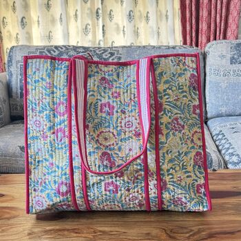 Tote Bag, Beach Bag, Block Print Indian Handbag, 5 of 11