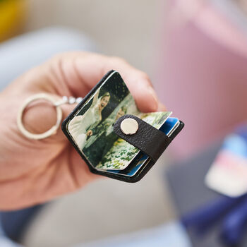 Personalised Leather Eight Photo Mini Book Keyring For Grandad With Hot Stamped Initials, Name Or Date, 4 of 12