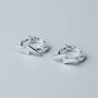 Sterling Silver Lightning Bolt Huggie Hoop Earrings, thumbnail 2 of 6