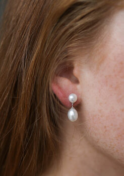 Glebe Double White Pearl And Sterling Silver Earrings, 2 of 4