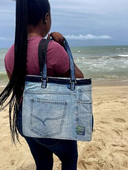 Denim Tote Bag Upcycled From Jean Waste, 2 of 5