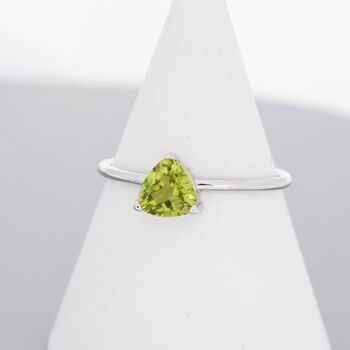 Genuine Peridot Green Trillion Cut Ring Sterling Silver, 5 of 9