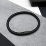 Personalised Men's Viking Rune Symbol Slim Leather Black Clasp Bracelet, thumbnail 1 of 5