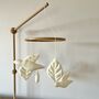 Linen Bird And Leaf Mobile Nursery Decor, thumbnail 5 of 9