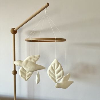 Linen Bird And Leaf Mobile Nursery Decor, 5 of 9